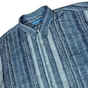 Tori Richard Hawaiian Striped Gray Tropical Button Up Vacation Made in USA 2XL